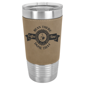 import placeholder for polar camel 20 oz light brown laserable leatherette tumbler with clear lid