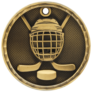 import placeholder for 2 antique gold 3d hockey medal