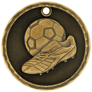 import placeholder for 2 antique gold 3d soccer medal