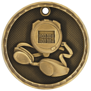 import placeholder for 2 antique gold 3d swimming medal