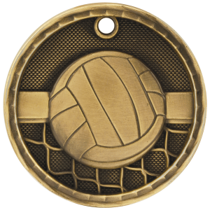 import placeholder for 2 antique gold 3d volleyball medal