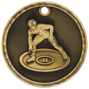 import placeholder for 2 antique gold 3d wrestling medal