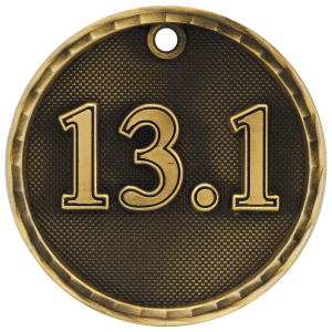 import placeholder for 2 antique gold 3d half marathon medal