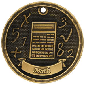 import placeholder for 2 antique gold 3d math medal