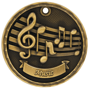import placeholder for 2 antique gold 3d music medal