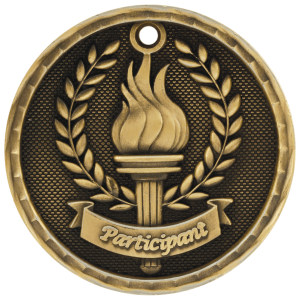 import placeholder for 2 antique gold 3d participant medal
