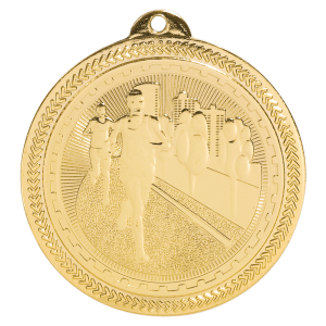 import placeholder for 2 bright gold cross country laserable britelazer medal