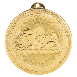 import placeholder for 2 bright gold swimming laserable britelazer medal