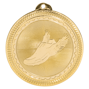import placeholder for 2 bright gold track laserable britelazer medal