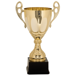 import placeholder for 15 3 4 gold completed metal cup trophy on plastic base