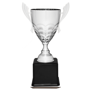 import placeholder for 23 1 2 silver completed metal cup trophy on black royal piano finish base