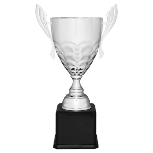 import placeholder for 25 1 4 silver completed metal cup trophy on black royal piano finish base