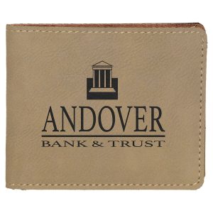 import placeholder for 4 1 2 x 3 1 2 light brown laserable leatherette bifold wallet