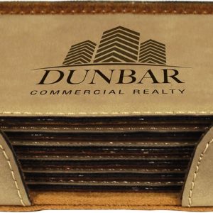 import placeholder for 4 x 4 light brown square laserable leatherette 6 coaster set