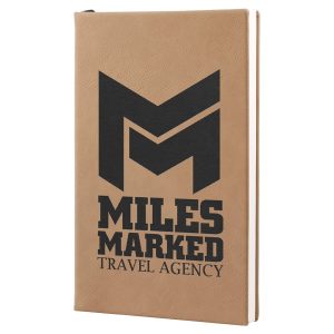 import placeholder for 5 1 4 x 8 1 4 light brown laserable leatherette journal with lined notepad