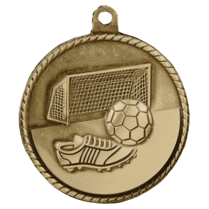 import placeholder for 2 antique gold soccer high relief medal