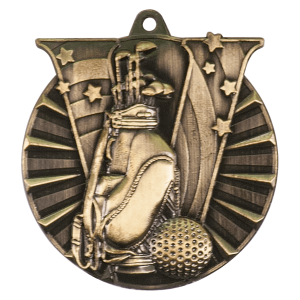 import placeholder for 2 antique gold golf victory medal