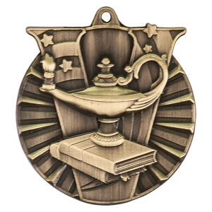 import placeholder for 2 antique gold lamp of knowledge victory medal